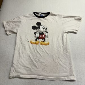 Vintage MICKEY MOUSE Shirt Medium White Ringer Florida DISNEY Retro